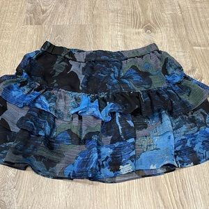 Express Blue and Black Ruffled Skirt